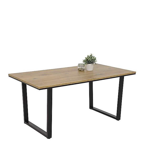 Moderner Tisch Loft Stil in Zinneichefarben und Schwarz 160 cm breit günstig online kaufen