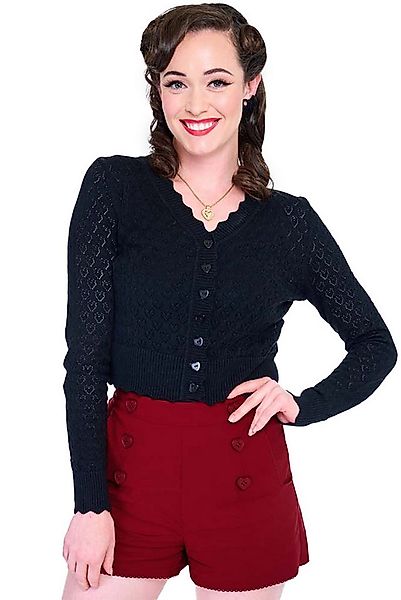 Voodoo Vixen Strickjacke Scalloped Edge Heart Knit Schwarz Retro Vintage Ca günstig online kaufen