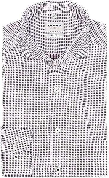OLYMP Hemd Level 5 Druck Weiß Bordeaux - Größe 42 günstig online kaufen