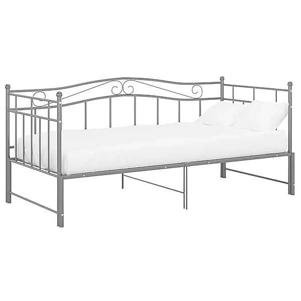 vidaXL Gästebett Ausziehsofa Bettgestell Grau Metall 90x200 cm Einzelbett B günstig online kaufen