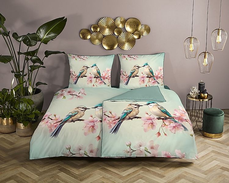 Descanso Wendebettwäsche "Minne" 2 Stk. tlg. Satin, Reißverschluss, Paspel, günstig online kaufen