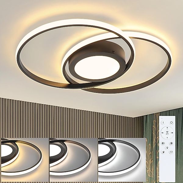 Nettlife LED Deckenleuchte Schlafzimmer Schwarz/Weiß Dimmbar günstig online kaufen