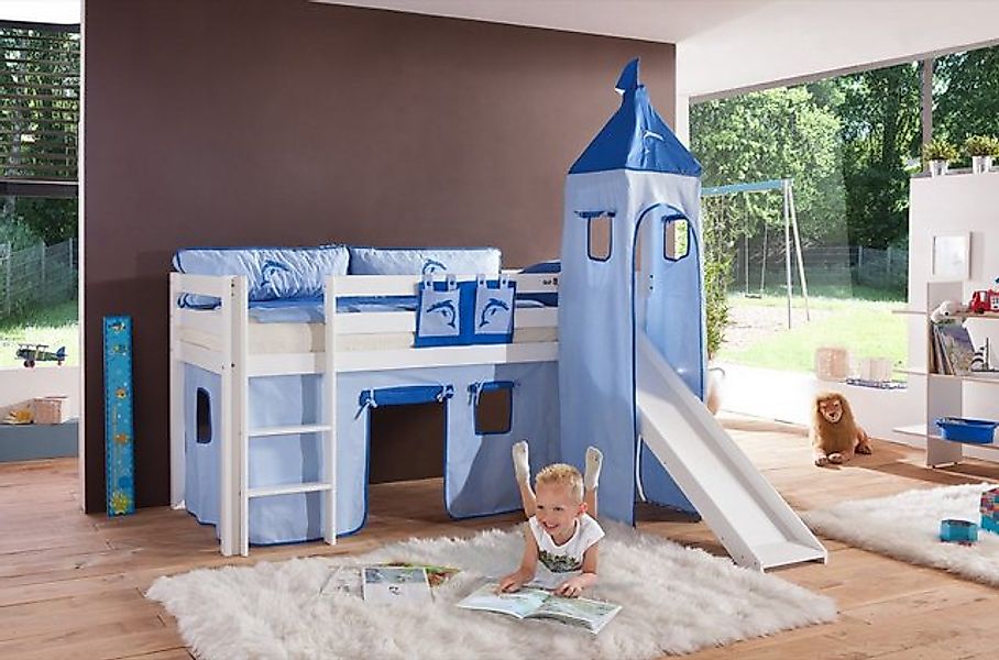 Natur24 Kinderbett Einzelbett Alex Buche massiv 90x200 cm Weiß lackiert mit günstig online kaufen