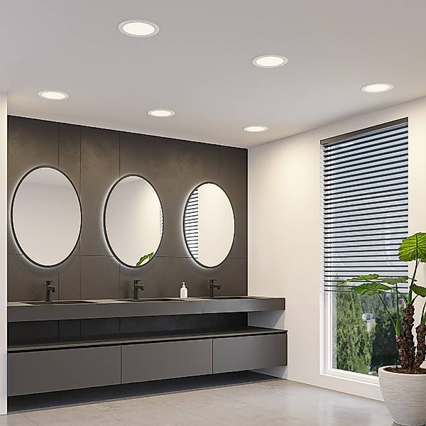 Prios LED-Einbaulampe Cadance, weiß, 22 cm, CCT, IP44 günstig online kaufen