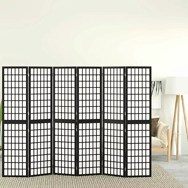 Vidaxl 6-tlg. Paravent Japanischer Stil Faltbar 240x170 Cm Schwarz günstig online kaufen
