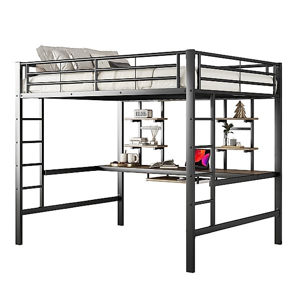 Flieks Hochbett Metallbett Kinderbett mit Schreibtisch günstig online kaufen