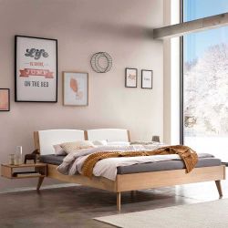 140x200 cm Bett Eiche hell geölt aus Massivholz 38 cm Einstiegshöhe günstig online kaufen
