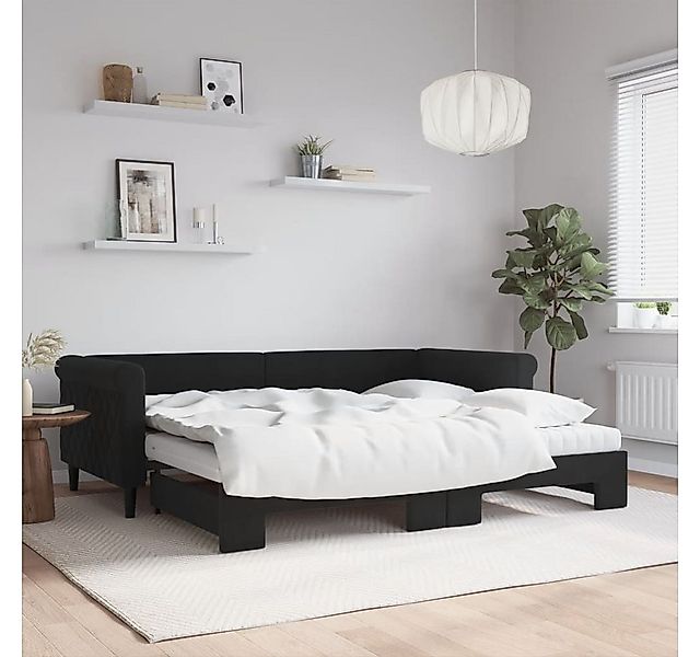 vidaXL Bett, Tagesbett Ausziehbar mit Matratzen Schwarz 90x200 cm Samt günstig online kaufen