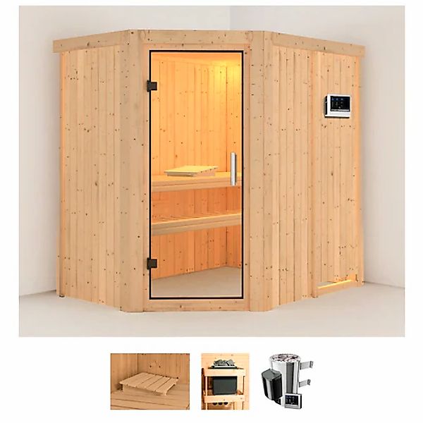 Karibu Sauna »Swantje« Set, 3,6-kW-Plug & Play Ofen mit externer Steuerung günstig online kaufen