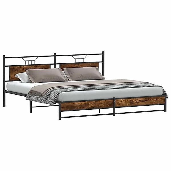 vidaXL Metallbett ohne Matratze Räuchereiche 200x200 cm 3325112 günstig online kaufen