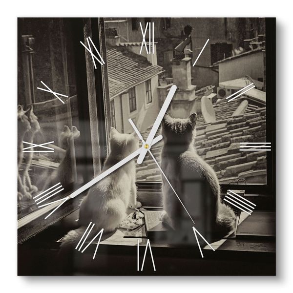 DEQORI Wanduhr 'Katzen auf Fensterbrett' (Glas günstig online kaufen