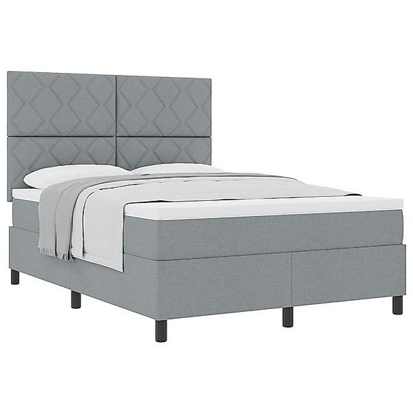 vidaXL Bett Boxspringbett mit Matratze Hellgrau 140x200 cm Stoff (1-tlg) günstig online kaufen