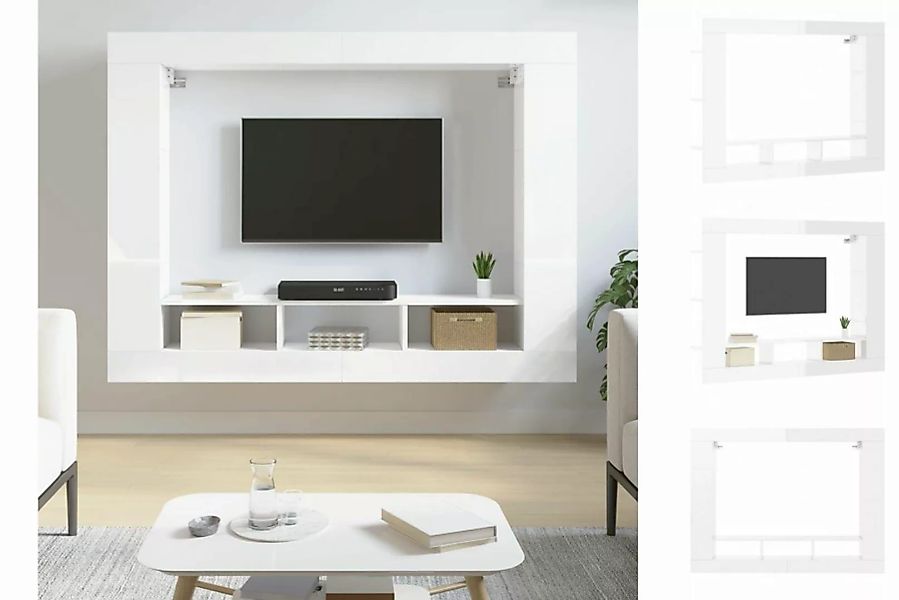 vidaXL TV-Schrank TV-Schrank Hochglanz-Weiß 152x22x113 cm Spanplatte günstig online kaufen