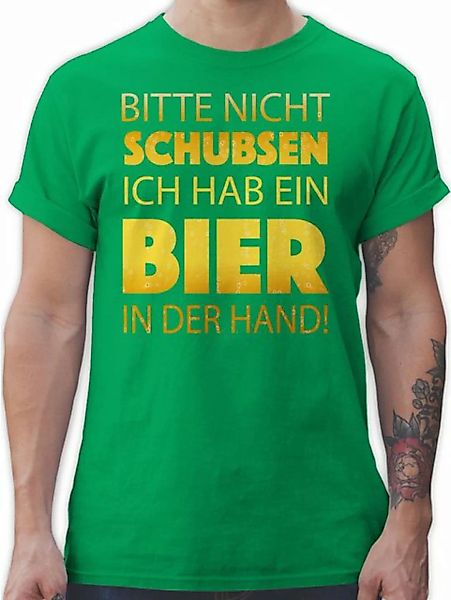 Shirtracer T-Shirt Bitte nicht schubsen ich hab ein Bier in der Hand! gelb günstig online kaufen