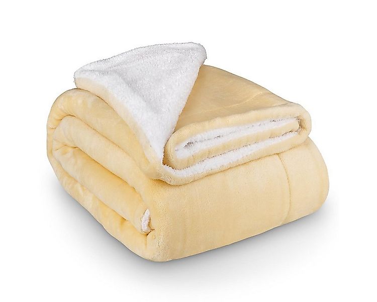 Wohndecke Kuscheldecke Wolldecke 220x240cm Vanille, HEIMWERT, hochwertig, w günstig online kaufen