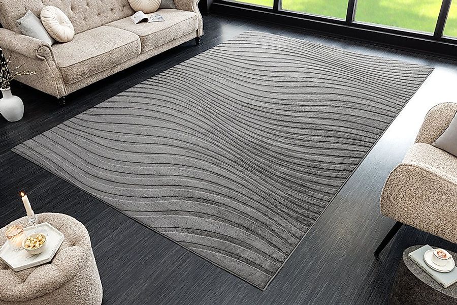 riess-ambiente Designteppich WAVE 230x160cm anthrazitt · Kurzflor-Teppich m günstig online kaufen