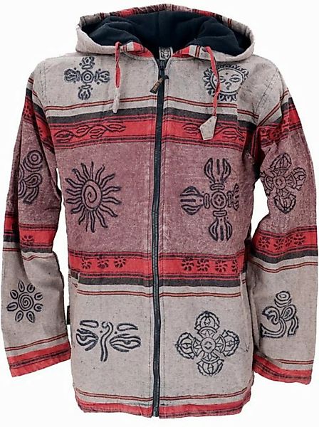 Guru-Shop Strickjacke Goa Jacke, Ethno Kapuzen Jacke - coffee alternative B günstig online kaufen