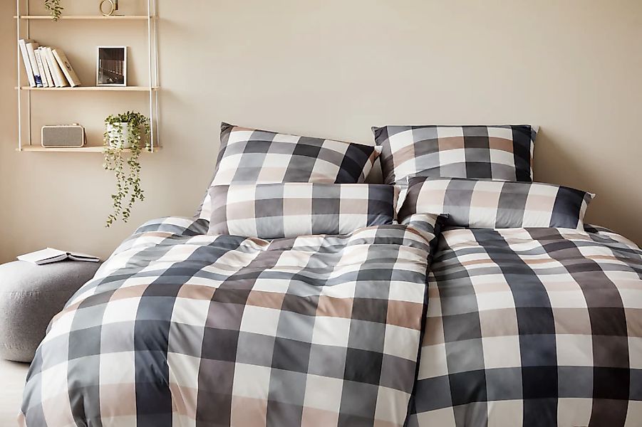 Elegante Bettwäsche "Kuschel Karo" 2 Stk. tlg. angenehmes Hautgefühl günstig online kaufen