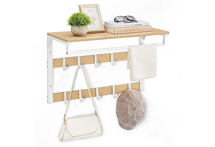 VASAGLE Wandgarderobe, Wandregal, mit Haken, 65 x 30 x 42 cm (L x B x H) günstig online kaufen