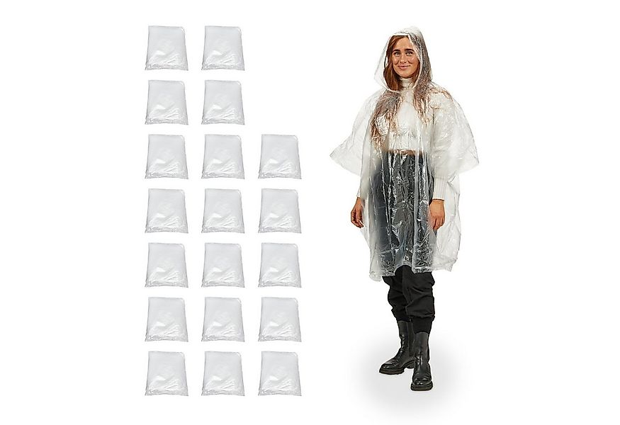 relaxdays Regenponcho Einweg Regenponcho 20er Set transparent günstig online kaufen