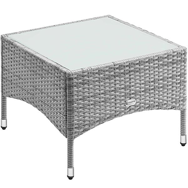 Casaria Beistelltisch, Polyrattan 58x58cm Wetterfest Höhenverstellbar günstig online kaufen