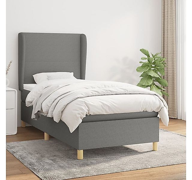 Vidaxl Boxspringbett Mit Matratze Dunkelgrau 100x200 Cm Stoff günstig online kaufen