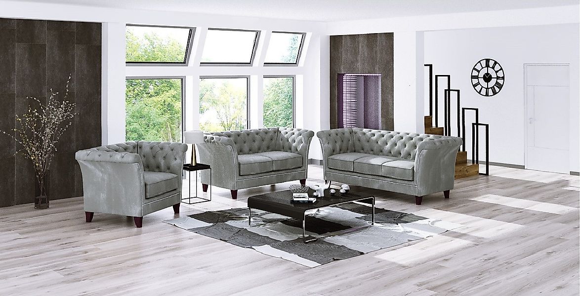 S-Style Möbel Polstergarnitur Chesterfield Rainsburg 3+2+1 günstig online kaufen