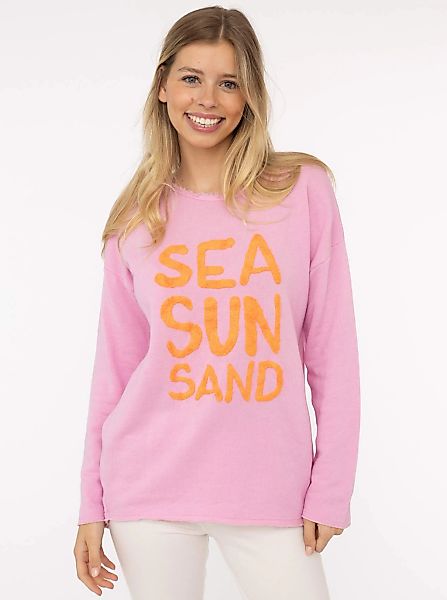 Zwillingsherz Sweater ""Sea Sand Sun"", Mit großer Flock-Aufschrift in auff günstig online kaufen