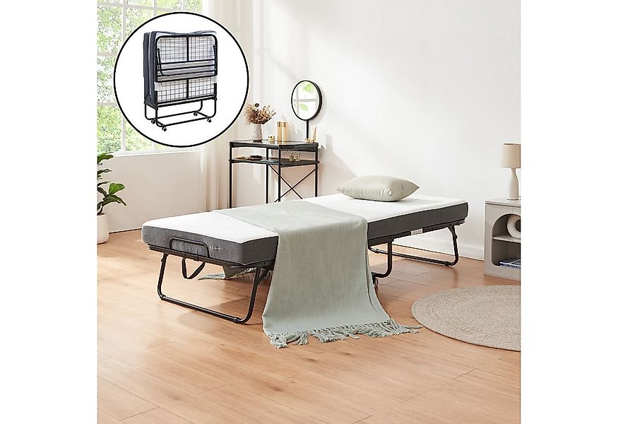 en.casa Klappbett mit Matratze »Borjavle« 200x90cm rollbar Schwarz günstig online kaufen