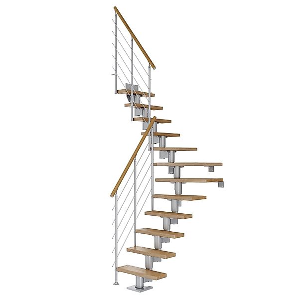 Dolle Mittelholmtreppe Dublin Eiche Perlgrau GH bis 270 cm 1/4gew. 75 cm FS günstig online kaufen