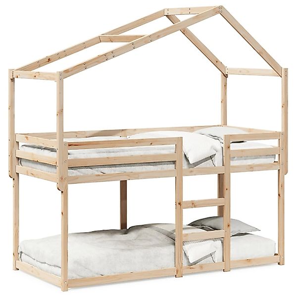 vidaXL Bett, Etagenbett mit Dach 80x200 cm Massivholz Kiefer günstig online kaufen
