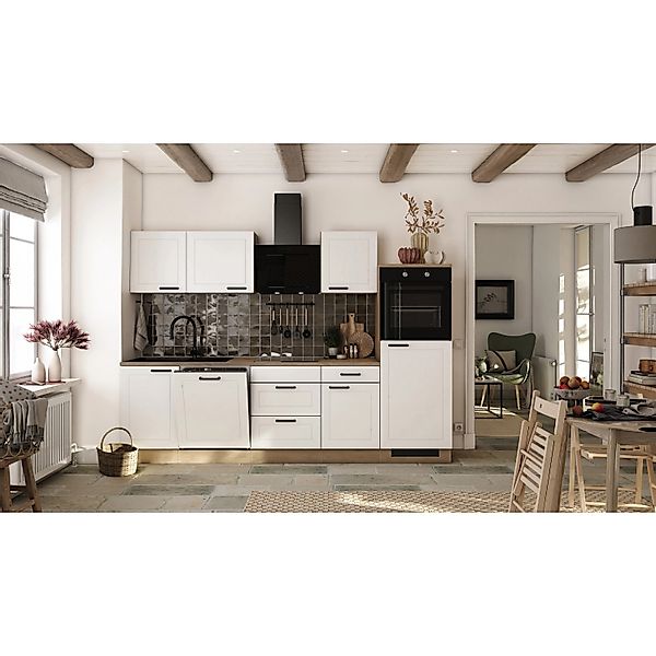 Flex-Well Exclusiv Küche 2327-000 Julia 280 cm Weiß matt-Cosmopolitan Eiche günstig online kaufen