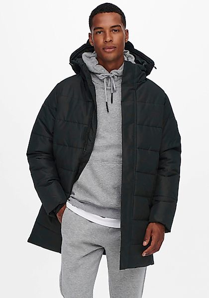 ONLY & SONS Steppjacke "ONSCARL LIFE LONG QUILTED COAT NOOS OTW" mit Kapuze günstig online kaufen