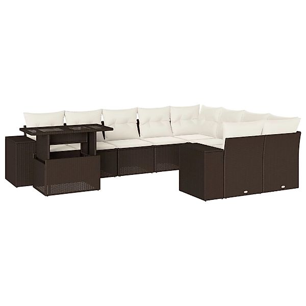 vidaXL 10-Tlg Garten-Sofagarnitur mit Kissen Braun Poly Rattan 3269403 günstig online kaufen