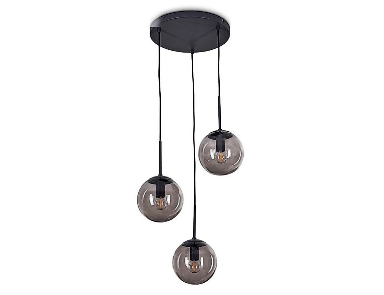 hofstein Pendelleuchte »Arviè« Hängelampe aus Metall/Glas in Schwarz/Rauchg günstig online kaufen