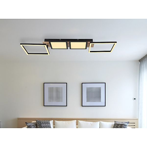 Globo LED-Deckenleuchte 1-flammig Schwarz matt 1000 x 270 x 110 mm günstig online kaufen