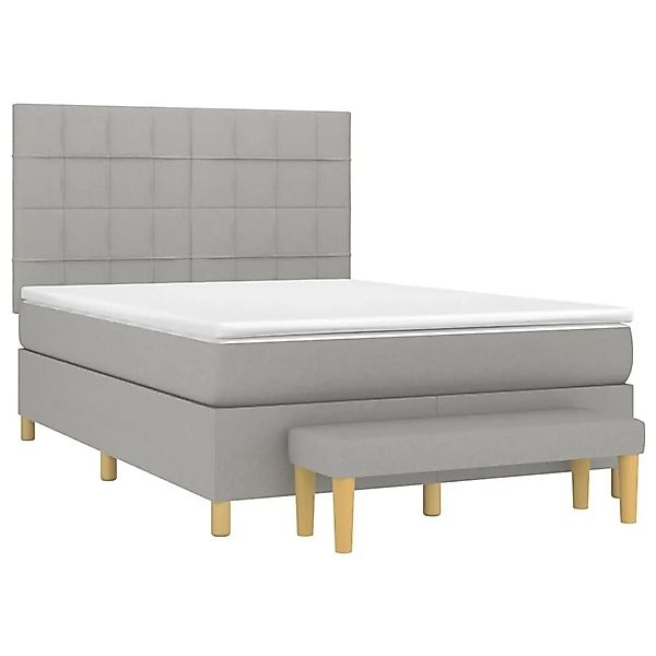 vidaXL Boxspringbett mit Matratze Hellgrau 140x190 cm Stoff 3137149 günstig online kaufen