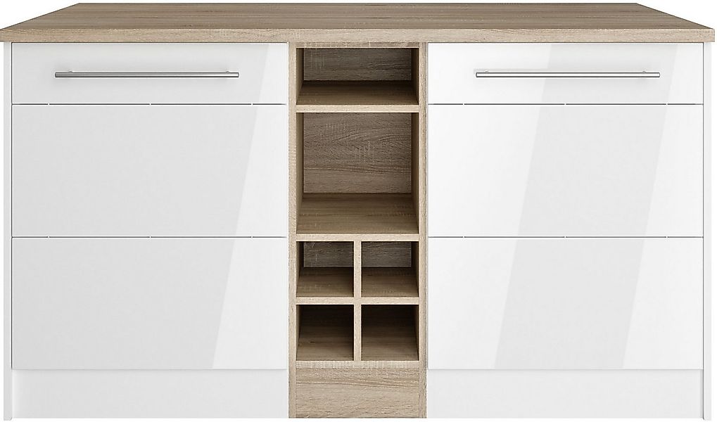 KOCHSTATION Kücheninsel KS-Wien, Breite 153 cm, MDF-Fronten, Flaschenregal günstig online kaufen