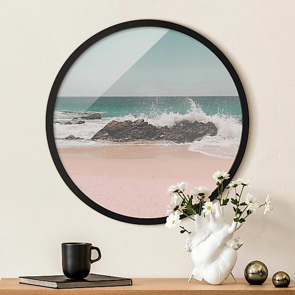 Rundes Bild mit Rahmen Sonniger Strand Mexico günstig online kaufen