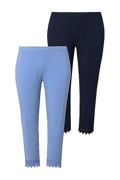 Ulla Popken Leggings 7/8-Leggings 2er-Pack Spitzensaum Biobaumwolle günstig online kaufen