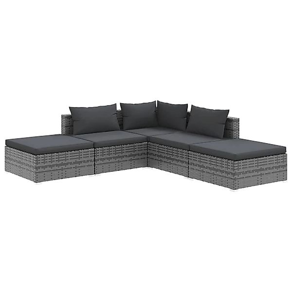 Vidaxl 5-tlg. Garten-lounge-set Mit Kissen Poly Rattan Grau günstig online kaufen