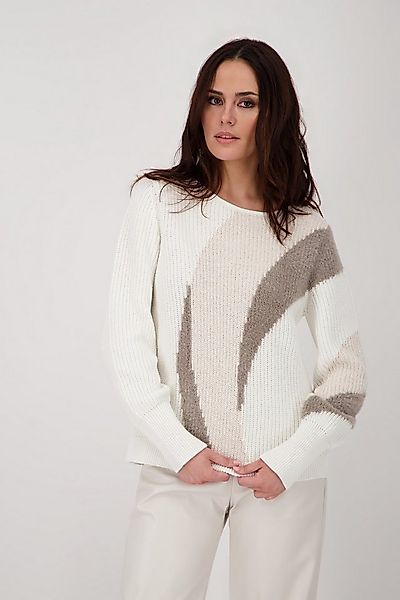 Monari Strickpullover Pullover Intarsie Mit Rundhalsausschnitt günstig online kaufen