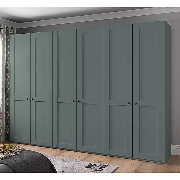 Landhausstil XL Kleiderschrank mit 6 Drehtüren Graugrün günstig online kaufen