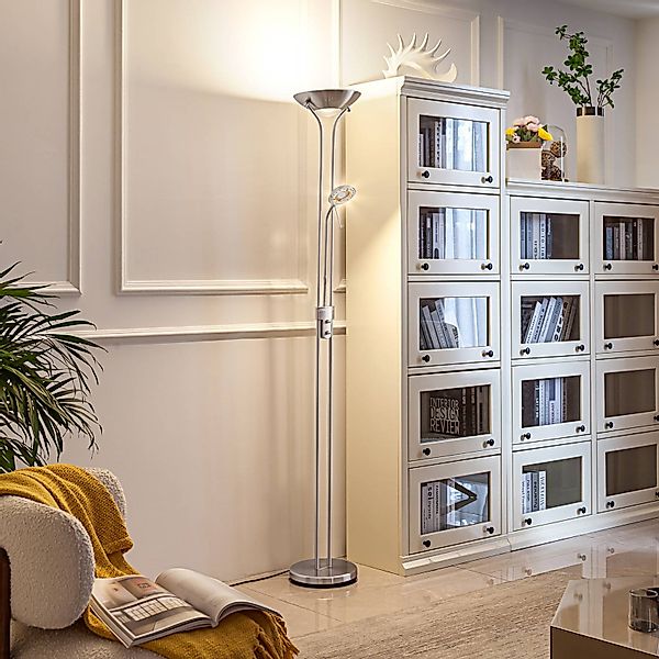 Lindby LED-Standleuchte Josefin, nickel, Leselicht, dimmbar günstig online kaufen