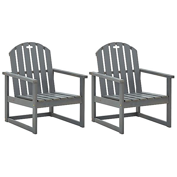vidaXL Gartenstuhl Garten-Armlehnstühle 2 Stk. Grau günstig online kaufen