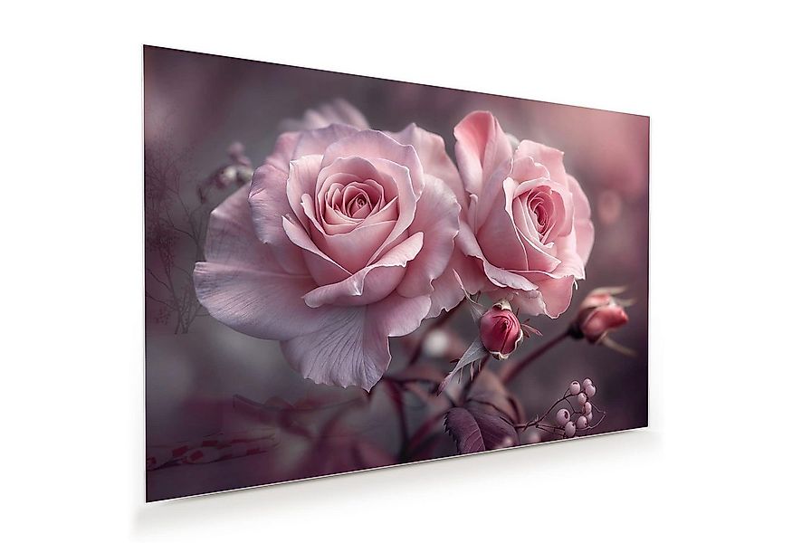 Primedeco Glasbild Wandbild Romantische Rosen mit Aufhängung, Blumen & Pfla günstig online kaufen