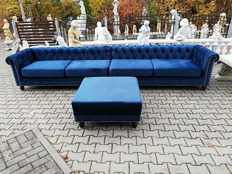 JVmoebel Big-Sofa, Desiger Chesterfield Sofagarnitur Textil Blau 4 m XXL+ H günstig online kaufen