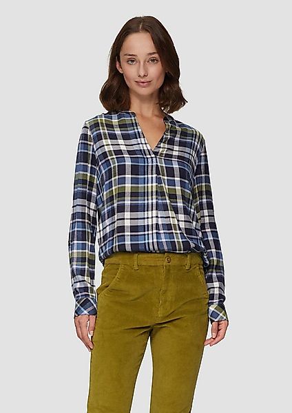 s.Oliver Langarmbluse Bluse Karierte Bluse aus Viskosemix und Krempel-Detai günstig online kaufen