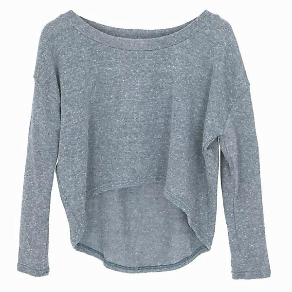 Guru-Shop Longsleeve Kurzer Pullover, Boho Feinstrick Shirt - blau alternat günstig online kaufen