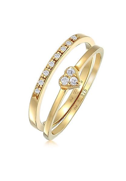 Elli Solitärring Herz Memoire Zirkonia 2er Set 925 Silber günstig online kaufen